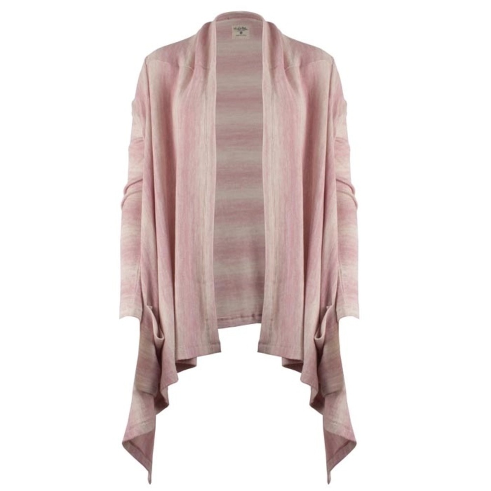 Salt Life Cardigan Sweater Pink White Draped Front Relaxed Fit Wrap Size XL